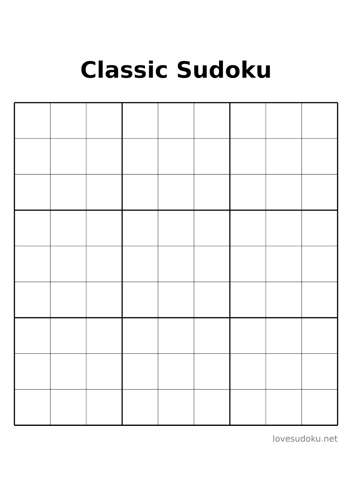 blank sudoku board